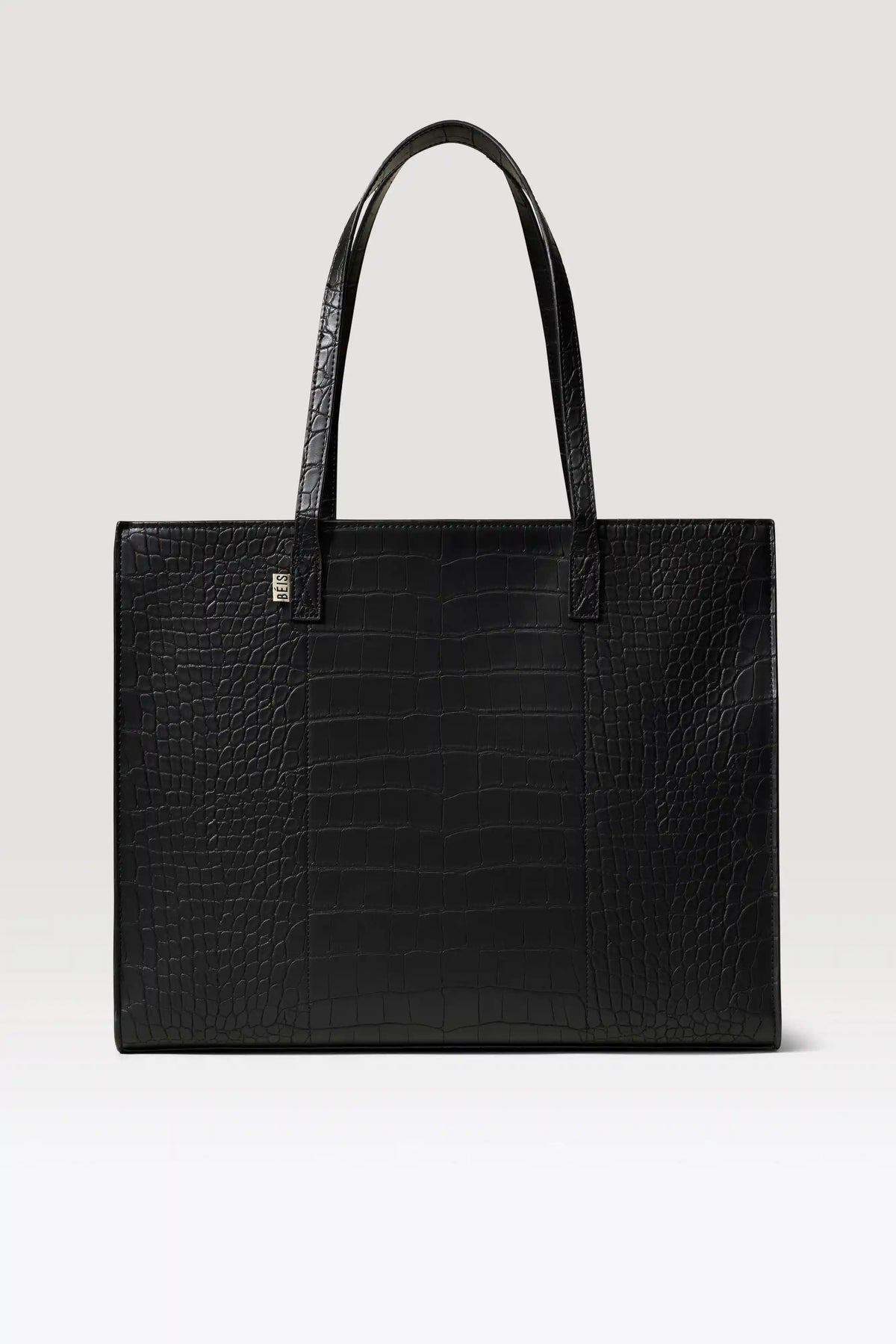 The Large Work Tote in Black Croc